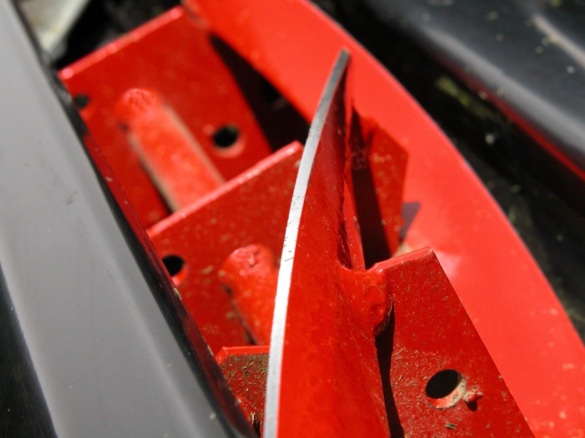 Close up of blade on cylinder mower