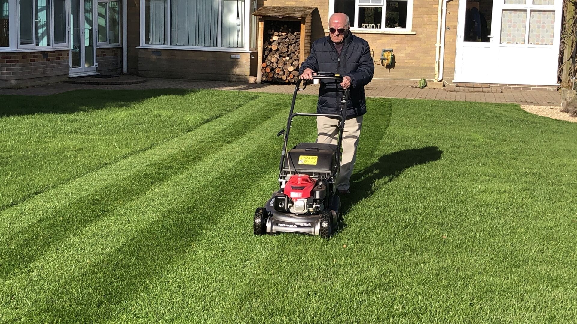 Man mowing a lawn 