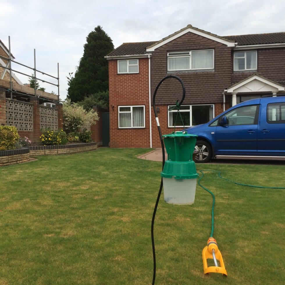 Equipment in garden to help lawn damage from chafer grubs