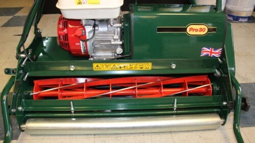 Close up of cylinder mower