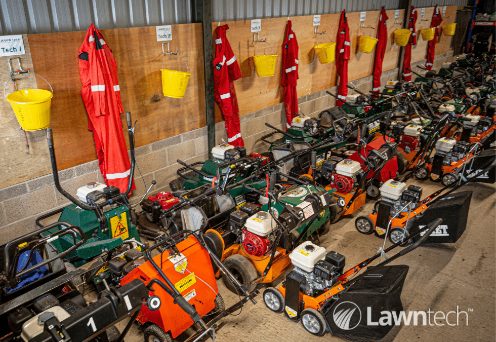 What equipment does Lawntech use on smaller lawns?